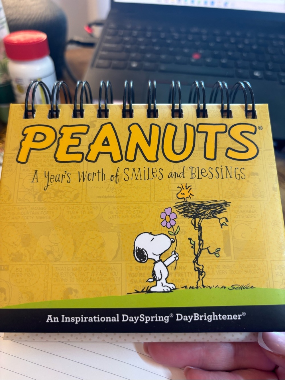 Peanuts perpetual flip day to day calendar. Used for two months.